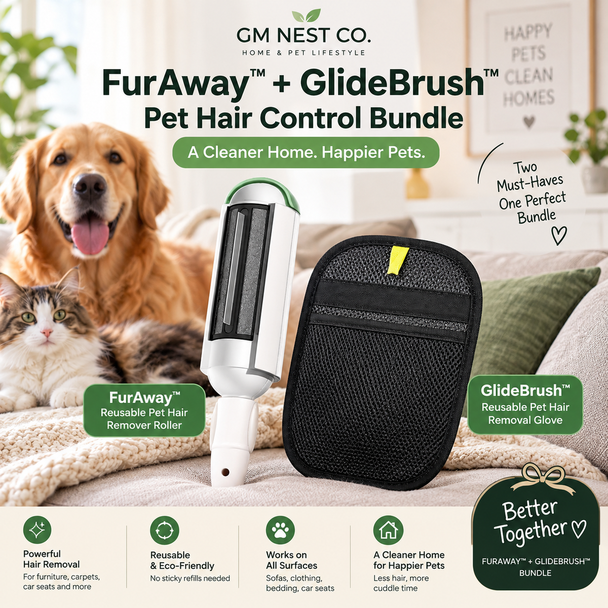 FurAway™ + GlideBrush™ Pet Hair Control Bundle