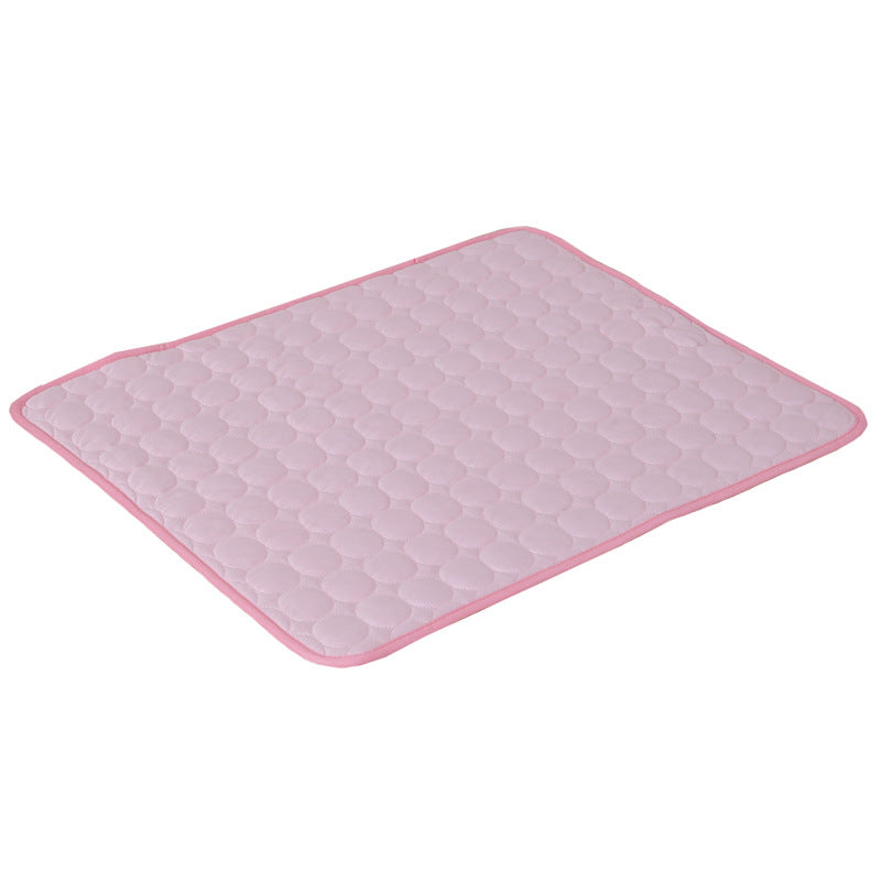 Pet cooling mat Pink Edging - lifestyle shot with dog and cat