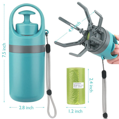 Dog Pooper Scooper with Built-In Bag Dispenser | 8-Claw Pick-Up Tool
