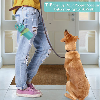 Dog Pooper Scooper with Built-In Bag Dispenser | 8-Claw Pick-Up Tool