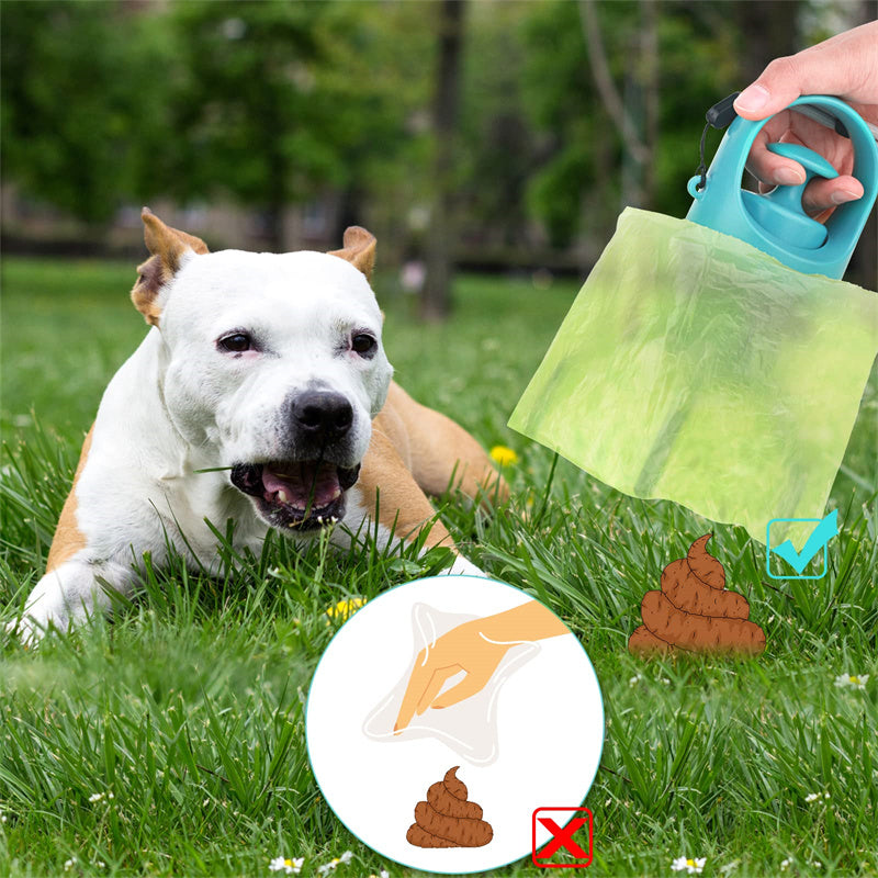 Dog Pooper Scooper with Built-In Bag Dispenser | 8-Claw Pick-Up Tool