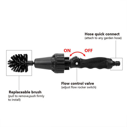 Water-Powered Rotary Cleaning Brush with Handheld Spray Function