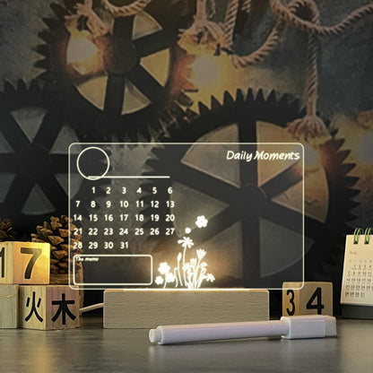 Close-up of the GlowNote acrylic board's edge-lit glow