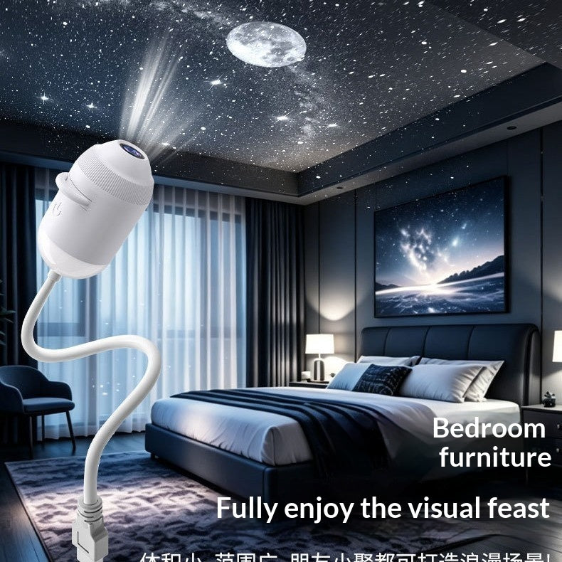 Starry Night Light Projector in car with USB connection creating a starry ceiling ambiance.