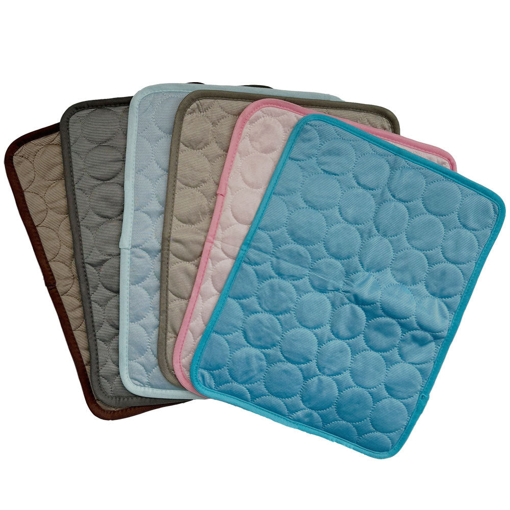 Pet cooling mat size guide - S M L XL for dogs and cats