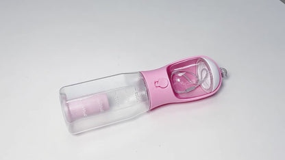 3-in-1 Pet Travel Bottle — Water, Food & Waste Bag Dispenser