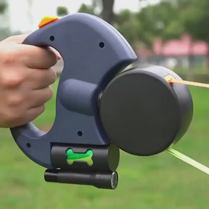 DualWalk™ Retractable Dual Dog Leash – Reflective & Tangle-Free with LED Light