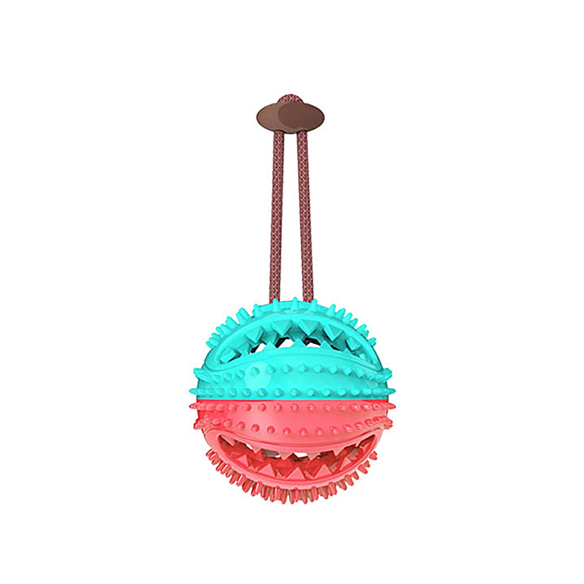 Suction Cup Dog Toy featuring a dog chewing on a tugging toy anchored with a strong suction cup for interactive play.